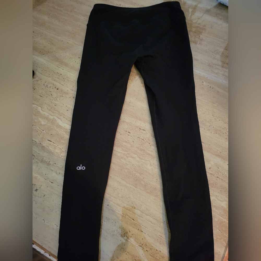 Womens Alo Ribbed Leggings Medium Black